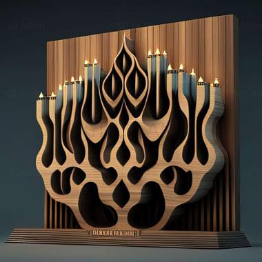 3D model Hanukiah Chanukiah Menorah (STL)